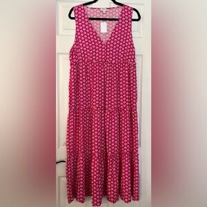 J. Crew NWT Pink White Floral Tiered Cottagecore Easter Maxi Dress Size 12